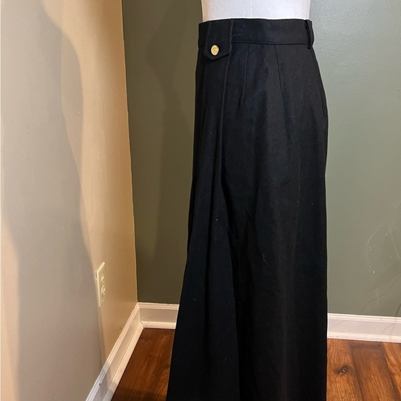 Cottage Tailor Black Maxi Wool Vintage 70/80s Skirt With Gold Buttons - Picture 4 of 7